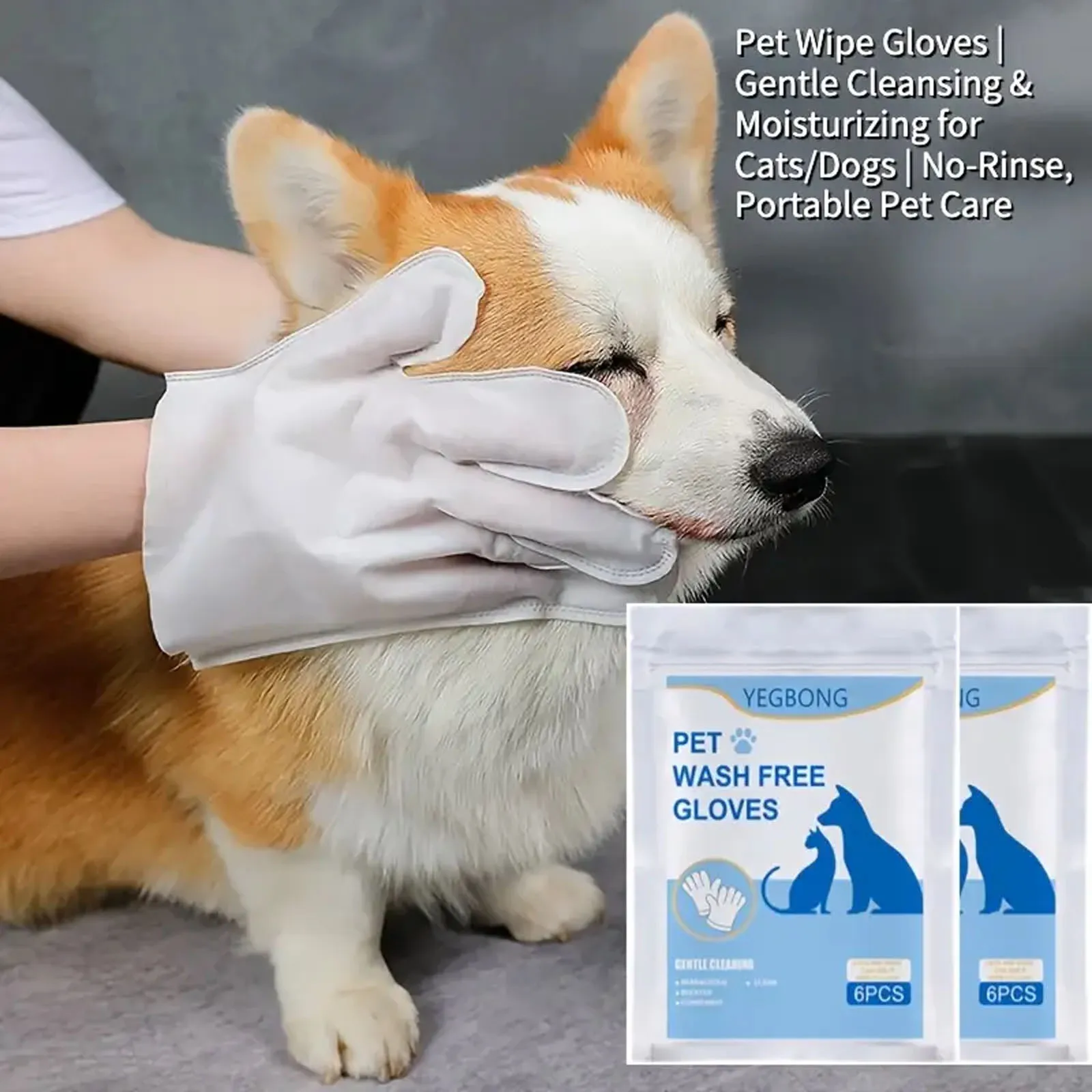 Pet Cleaning Gloves,All Breed Sizes,Hygienic Easy to Use, Convenient and Practical,with Effectively Remove Hair and Dirt for Pet
