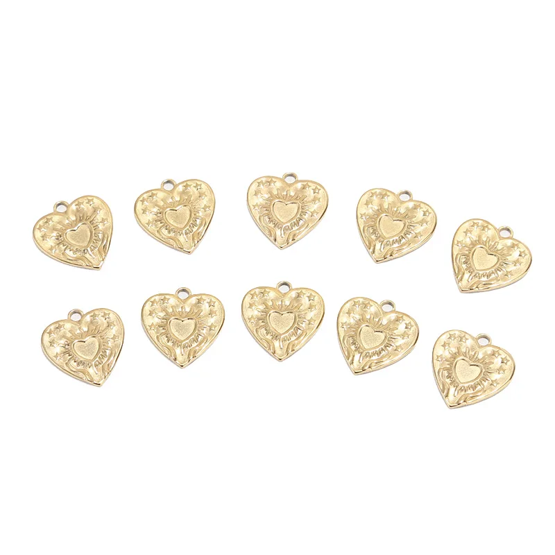 

10pcs 316L Stainless Steel 17*18mm Charm Heart Star Pendant For DIY Love Romantic Jewelry Necklaces Making Findings
