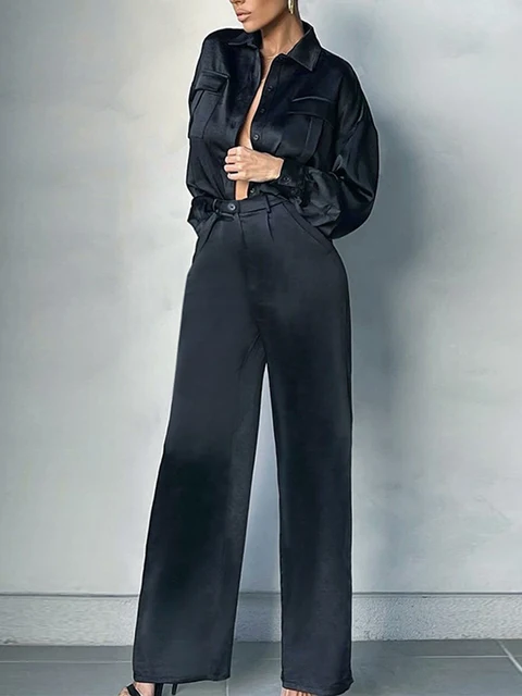 Sibybo Elegant Satin Pants Outfits 