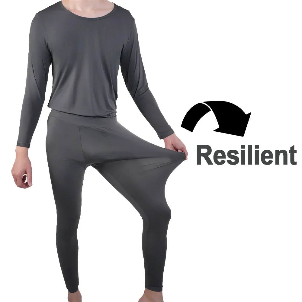 Mens Thermal Underwear Set Seamless Ultra-thin Pajamas Suit High Elastic Long Sleeve Long Johns Autumn Winter Skincare Clothing