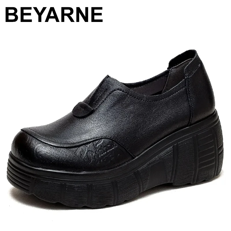 

Handmade Women's Platform Shoes For Women Genuine Leather Footwear Woman Vintage Soft Comfort Wedges Breathable Pumps