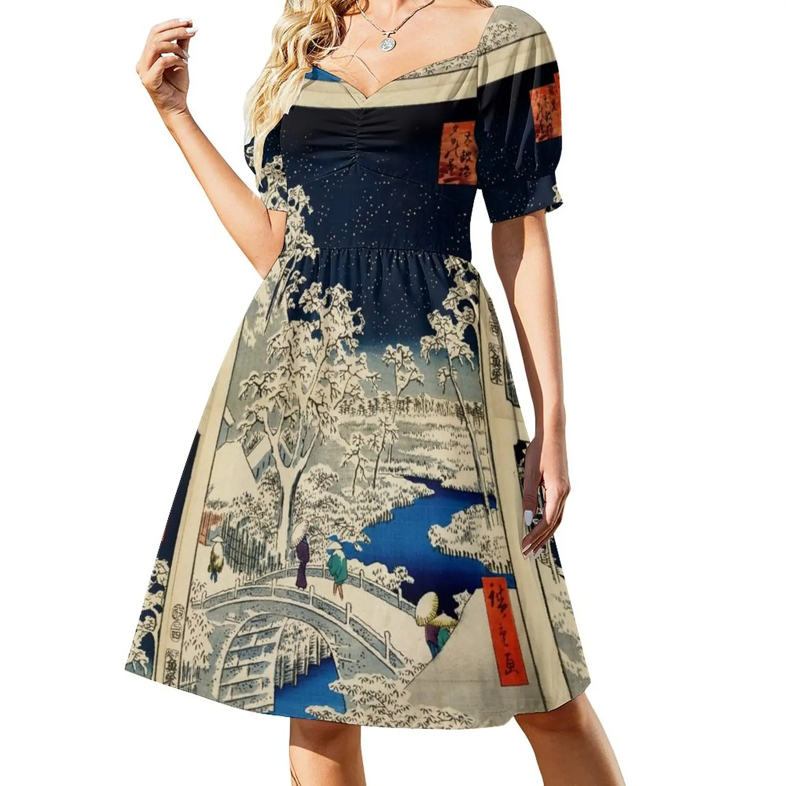 

Ukiyo-e, Ando Hiroshige Yuhi Hill and the Drum Bridge at Meguro (1856- 1858) Sleeveless Dress women clothing 2023 new arrivals