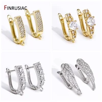 18K Gold Plated Brass Shvenzy Earwire Hooks For DIY Women Handmade Cubic Zirconia Earrings Making Accessories Findings