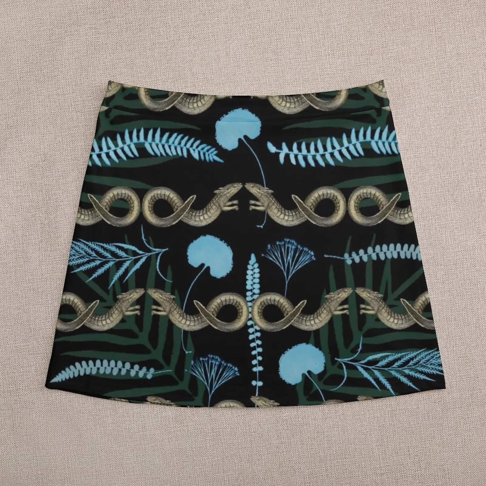 Art Nouveau salamander Fair Isle design black Mini Skirt Female clothing korean style korean fashion