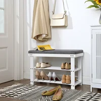 SONGMICS 3-Tier Bamboo Shoe Rack, Stable Shoe Organizer for Entryway & Living Room, Bench Seat Holds Up to 330 lb 1