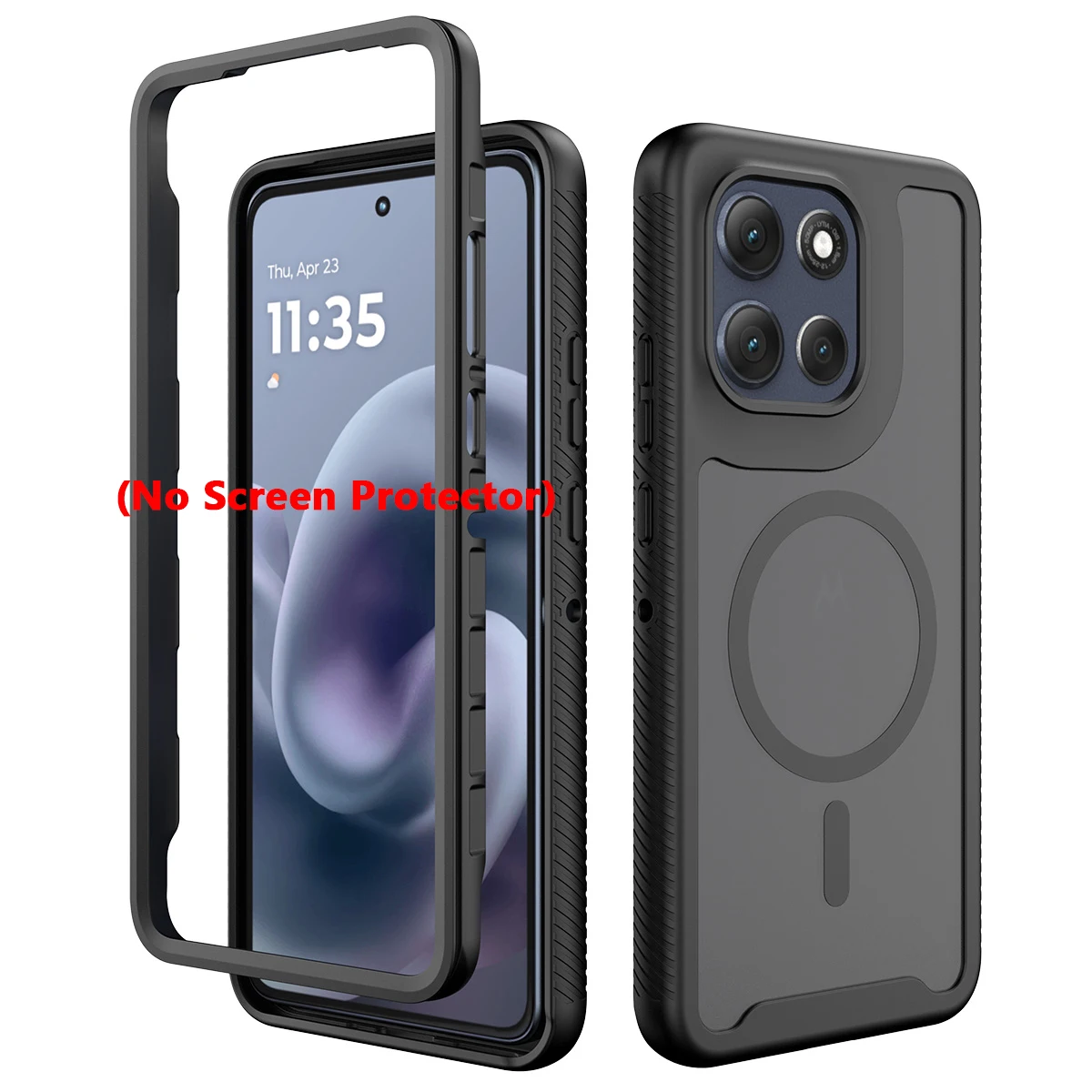 Shockproof Armor Glossy Magnetic Phone Case with Translucent Back Cover