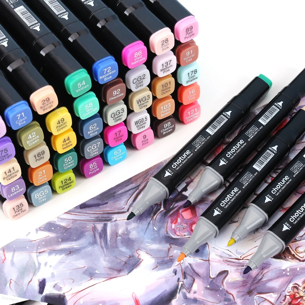 12-80 Color Art Markers Alcohol Felt Pen Manga Sketching Markers