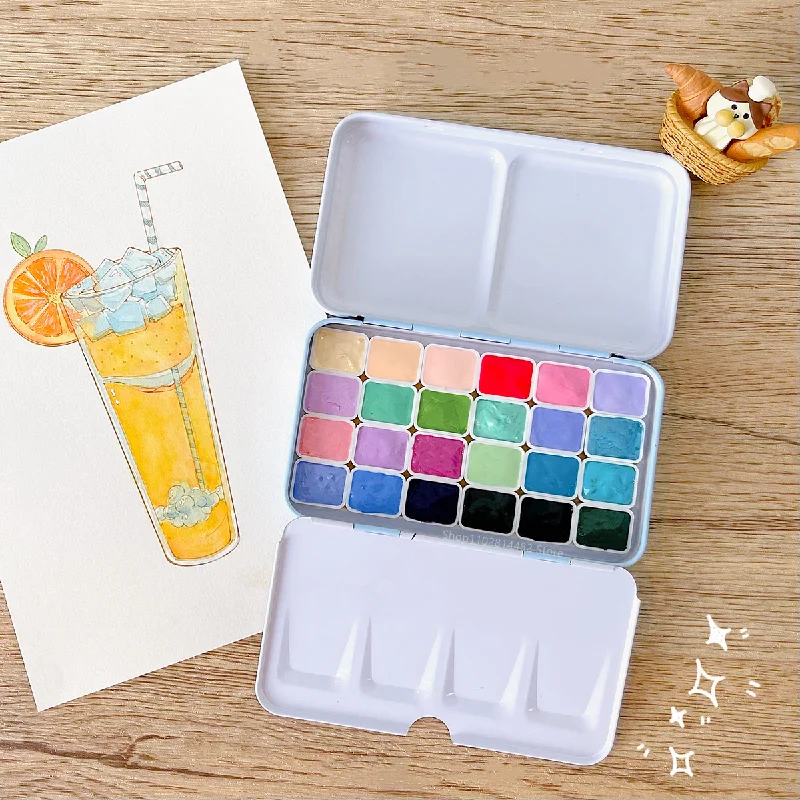 

24 colors/1ml or 12colors/0.5ml Macaron Candy Layered Color Watercolor Paint Sub-package Portable Mini Painting Art Supplies Set