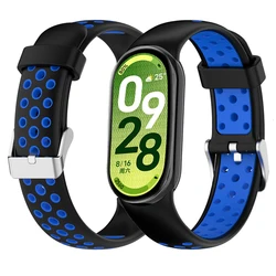 Two - Color Silicone Sport Strap Replacement Wristband - mi band 10 9 8 (Black blue)