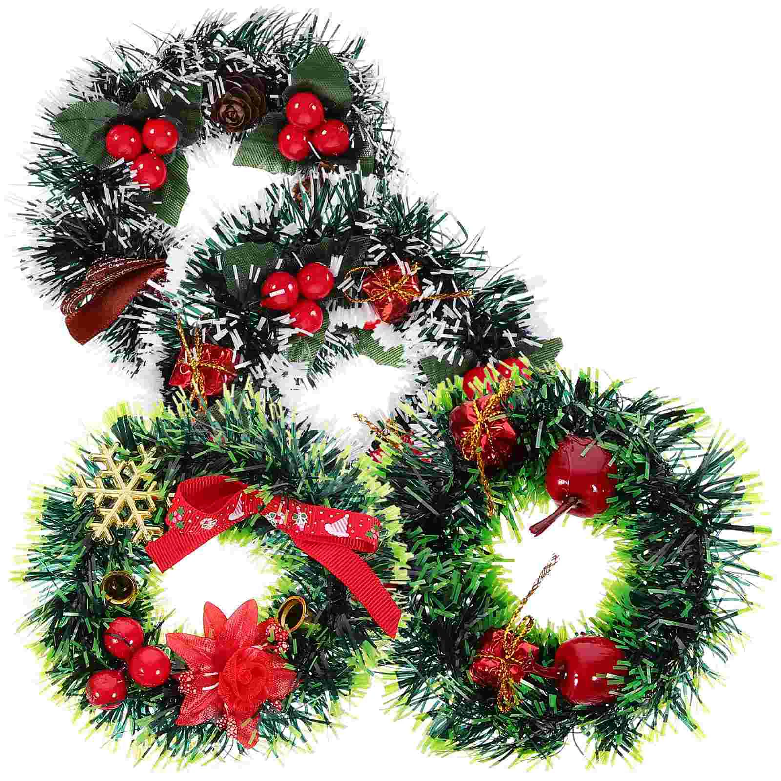 

4Pcs Christmas Pine Wreath Christmas Rings Wreath for Home Party Decor Wall Door Window Hanging Supplies