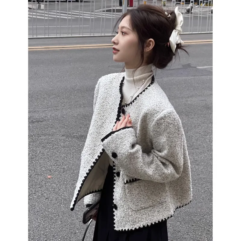 

Women Jacket Coat 2023 New In Autumn Winter Korean Fashion Tweed Small Suit Short Versatile Tops Women's Clothing Casual Clothes