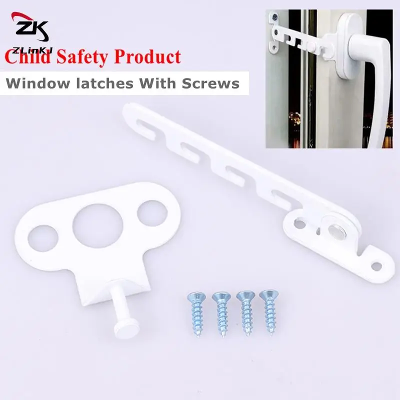 Metal Window Limiter Latch Wind Hook Latches Brace Casement Blocking Lock Catch Stay Position Stopper For Child Safety Protector