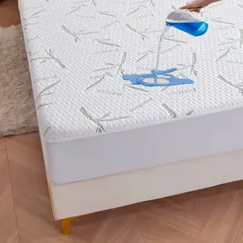 Protège-Matelas en Bambou, Juste 100% Imperméable, Tissu Jacquard Ultra Doux, Respirant et Silencieux 1