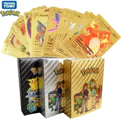 Pokemon Cards Gold Pikachu Box Golden Silver Spanish/English/French/German Playing Cards Charizard Vmax Gx Game Card Toys Gifts