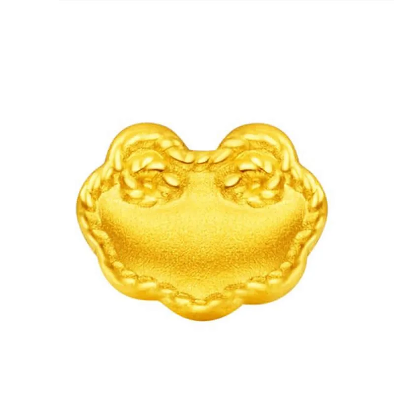 

New 999 24K Yellow Gold Ruyi Lock Beads Women Gift