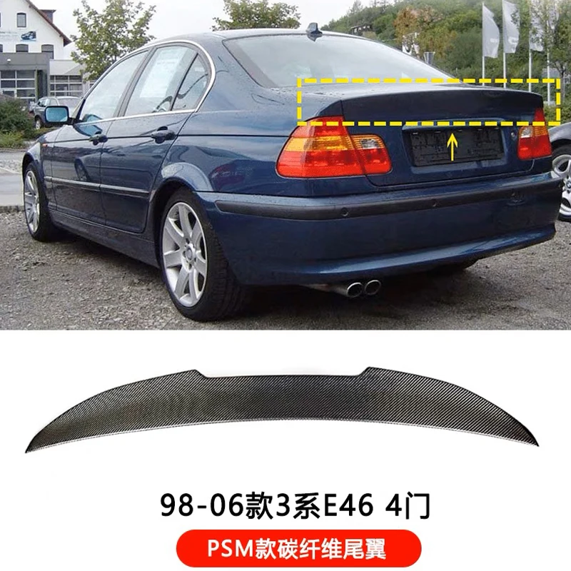 Per Il 1998-2006 Bmw Serie 3 E46 4 Porte 100% Vera Fibra Di Carbonio Spoiler Posteriore Di Alta Qualità Coperchio Del Bagagliaio Diffusore Psm Style