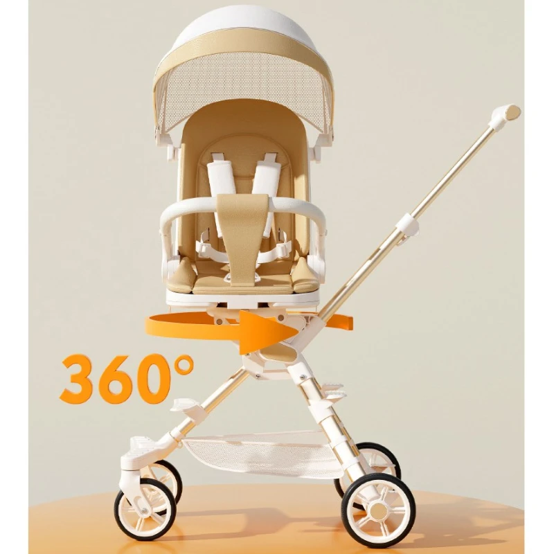 Lightweight Baby Stroller Can Sit and Lie Down One-touch Folding High Landscape Cart Two-way Baby Carriage