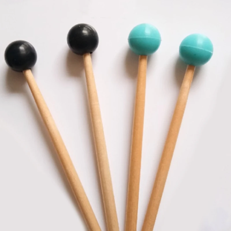 2Pcs Soft Rubber Head Sticks Wood Handle Bell Mallets For Glockenspiel Xylophone Bell Music Instruments Parts
