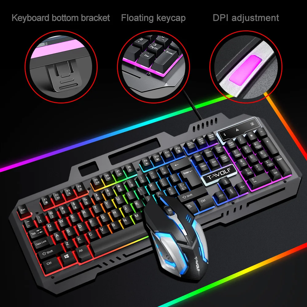 2025 Game Exclusive Electronic Sports Keyboard And Mouse Set USB Wired Interface RGB Light Effect Keyboard Ergonomic Wheel Mouse