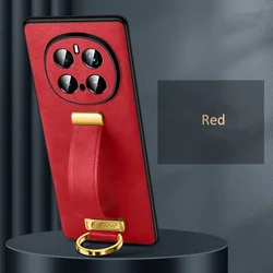 Luxury PU Leather Finger Grip Strap Case with Belt Loop - Premium Business Protector Shell - HONOR Magic7 Pro (Red)