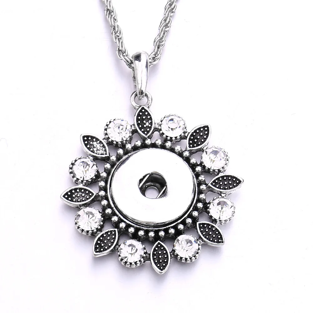 10pcs New Snap Button Necklace 18mm Metal Snap Buttons Jewelry Rhinestone Flower Starfish Snap Pendant Necklace