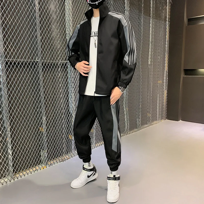 New Autumn Winter Long-sleeved Hoodie and Loose Mens Pants 2-piece Set of Casual Stitching Sportswear Fitness Running y2k Men's