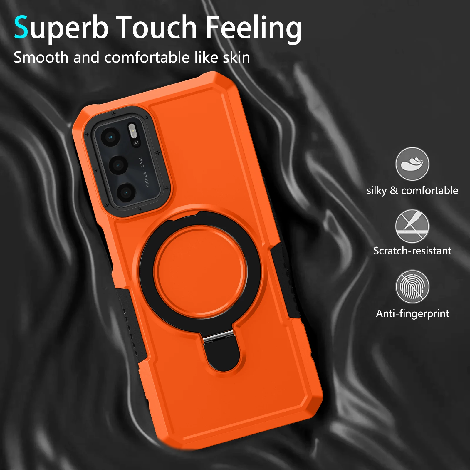 Shockproof Armor Ring Stand Case with Enhanced Durability and Versatile Design