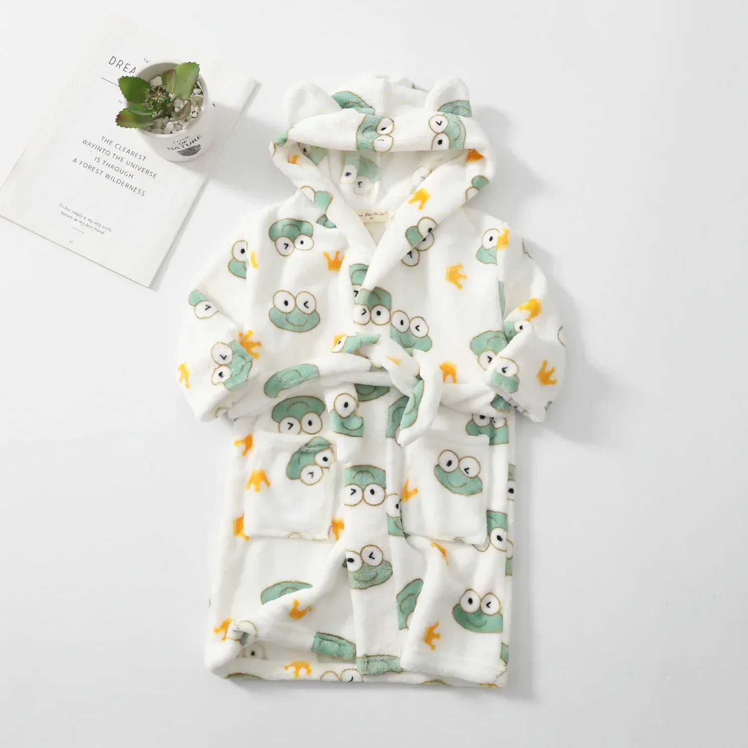 Child Bathrobe Kids Robe Kids Cartoon Bear Robes Winter Baby Girl Bathrobe Sleepwear Robe For Children Flannel Hooded Pajamas Boys Homewear Clothing