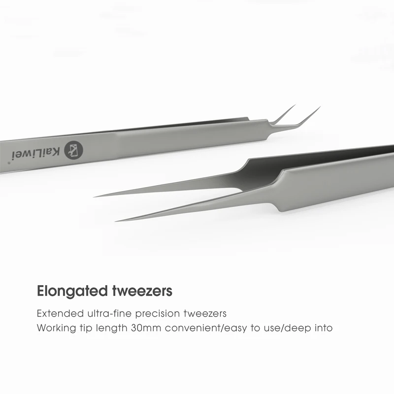 Kailiwei Mobile phone fingerprint flying line special repair elbow tweezers tool electronic repair precision stainless steel tip
