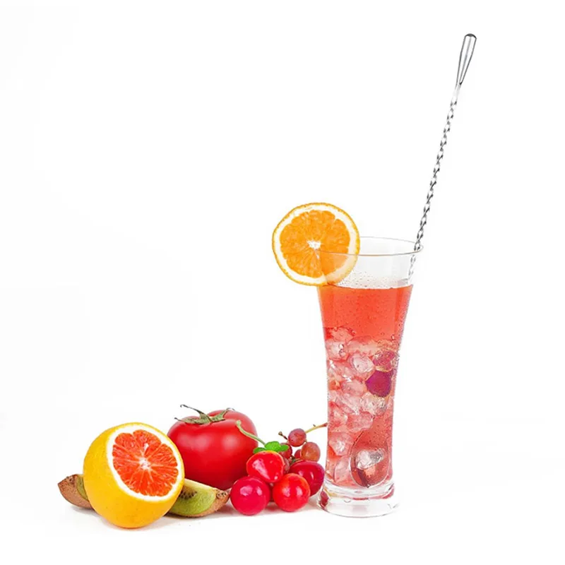 30/40cm Mixing Cocktail Spoon 30/40cm Bar Teadrop Spoon Stir Spiral Pattern Stainless Steel Bartender Tools Bar Tool