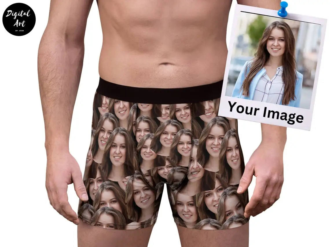 Custom Men's Face Briefs Pet Dog Cat Photo Personalized Wedding Groom Boxers Underwear For Men Husband Boyfriend Birthday Gift