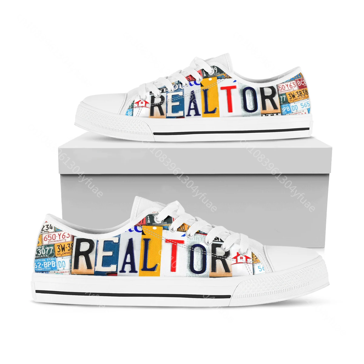 License Plate Realtor Design Ladies Shoes Casual Flats Shoes for Women Low Top Canvas Shoes for Women Brand