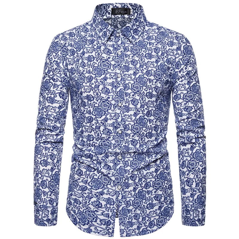 Shirt For Men 2022 New Arrival Spring Autumn Male Shirt Top Formal Wear Flowers Fashion Korean Style Hot Sale S11