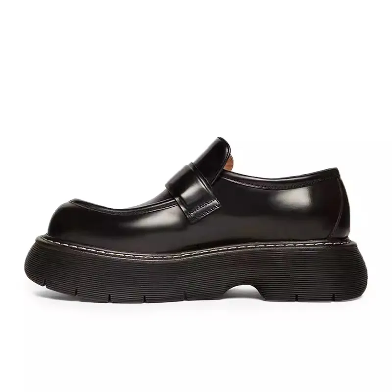 

Туфли мужские на платформе, натуральная кожа, высокие, британская нишевая мода, лоферы, Дерби, осень