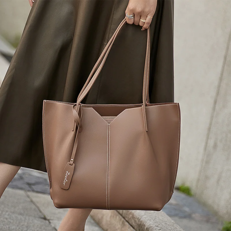 

Original Full Genuine leather Bags Large Business Women Handbag Totally Skin Shoulder Leather purses bolsos QS291