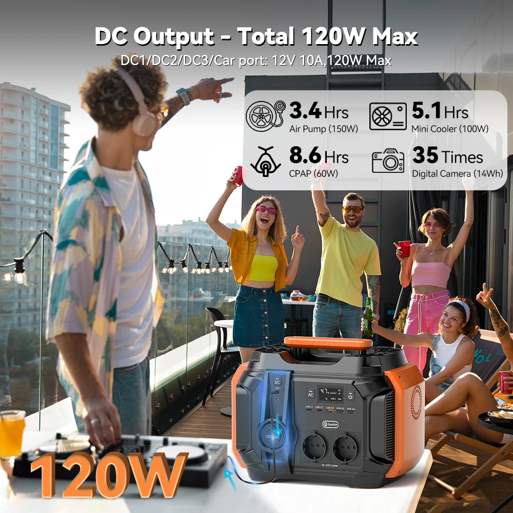 FF Flashfish AC 230V 500W(Peak 1000W) Portable Power Station EU Solar Generator 540Wh 120W DC Power Battery Camping Outdoor RV 4