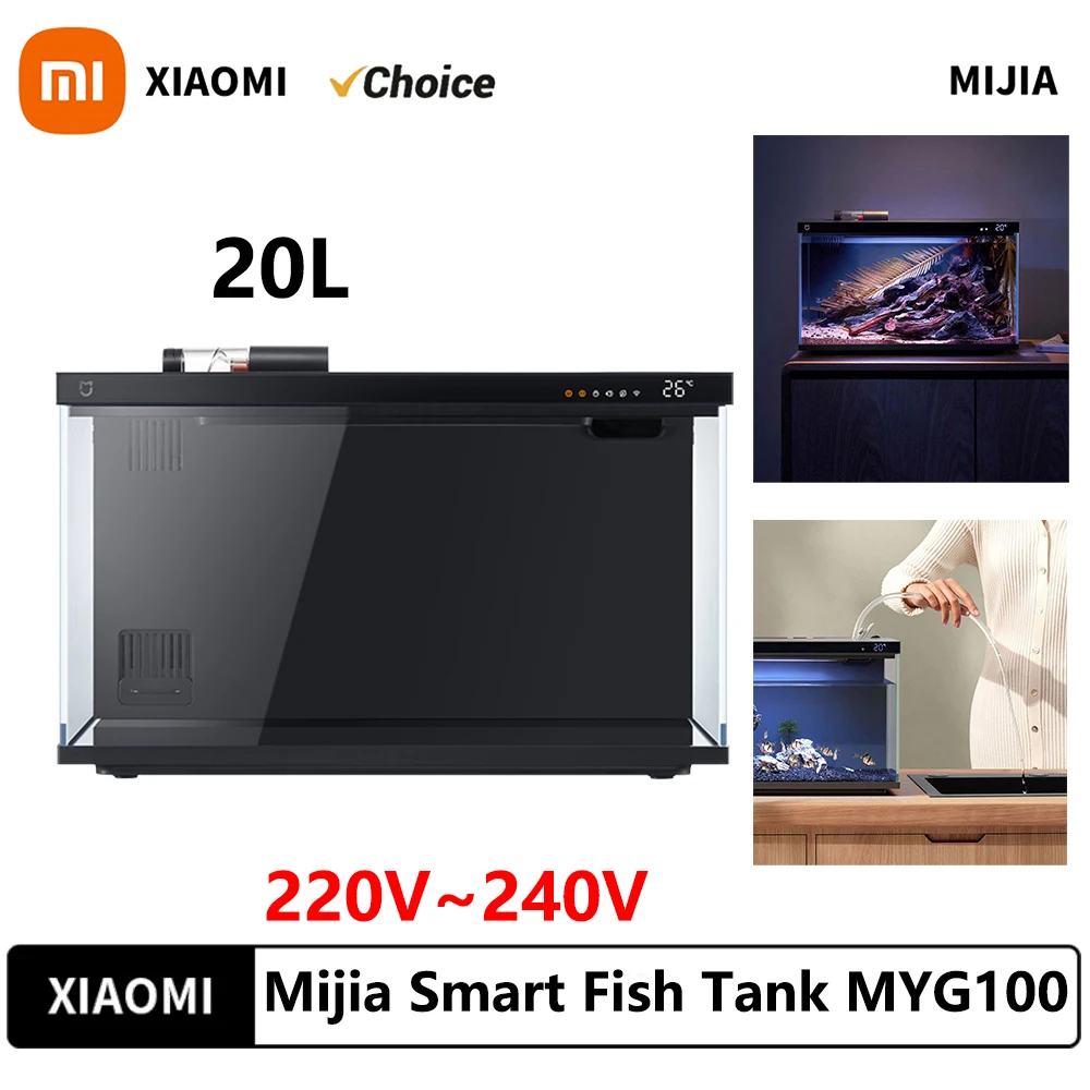 Xiaomi Mijia Smart Fish Tank Funziona con Mijia APP Alimentazione remota mobile controllata Sistema di illuminazione intelligente Acquario leggero 20L-CN