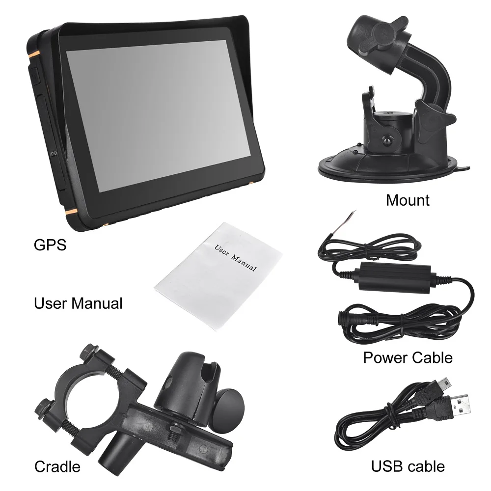 7 inch Motorcycle GPS Navigation Wireless CarPlay Android Auto Monitor IPX6 Waterproof