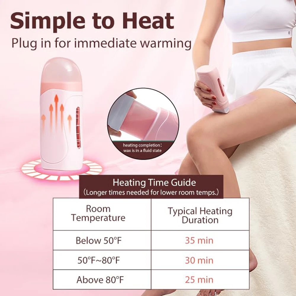 Unisex Roller Wax Roll on Depilatory Wax Cream Hair Removal Wax Heater Equipment Tool Heater Waxing Hot Cartridge Waxing Kit 6