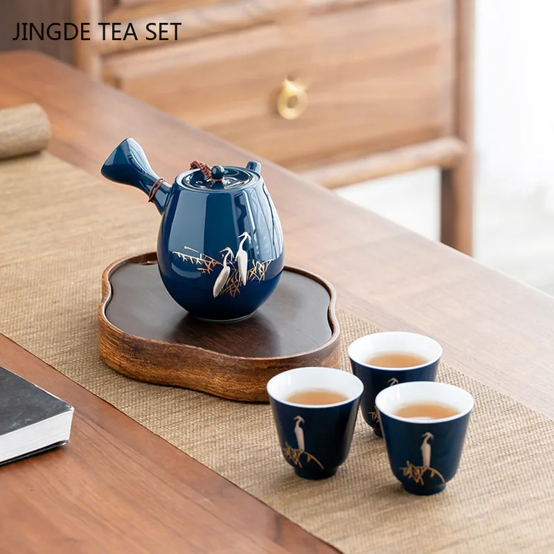 Classic Ceramic Beauty Tea Pot Household Boutique Side Handle Teapot Handmade Customized Tea Maker Chinese Teaware Supplies