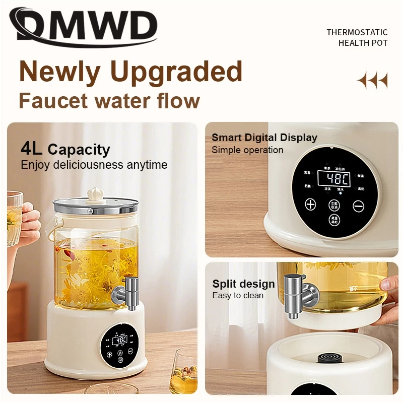 4l multi function health kettle household water boiler fruit tea flower tea keep warm high borosilicate glass with strainer 220v 4L Multi-Function Health Kettle Household Water Boiler Fruit Tea Flower Tea Keep Warm High Borosilicate Glass With Strainer 220V 3