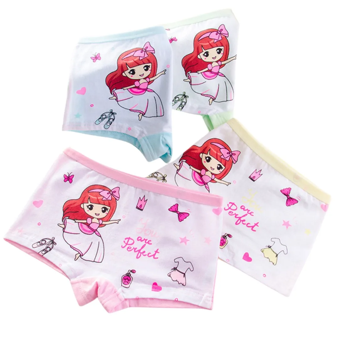 Girls underwear 4pcs/Lot fine cotton bright printing soft breathable
