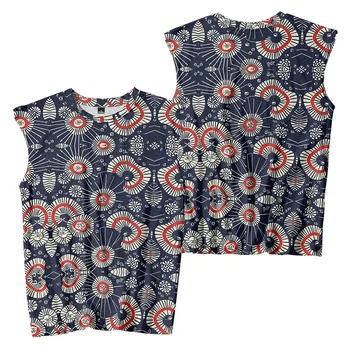 Gilet da uomo modello ventaglio giapponese Ukiyo-e Retro Harajuku Beach Holiday Canotte da sera Camicia senza maniche Top casual Abbigliamento da palestra