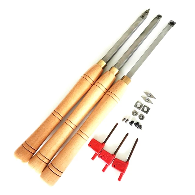 3Piece Carbide Tipped Wood Turning Kits Woodturning Lathe Accessories Beech  Handle Silver&Wood Color Beech + Hard Alloy - AliExpress