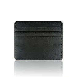 Sleek Leather Minimalist Card Holder for Men and Women - Slim, Compact Design with 4 Slots (Black)