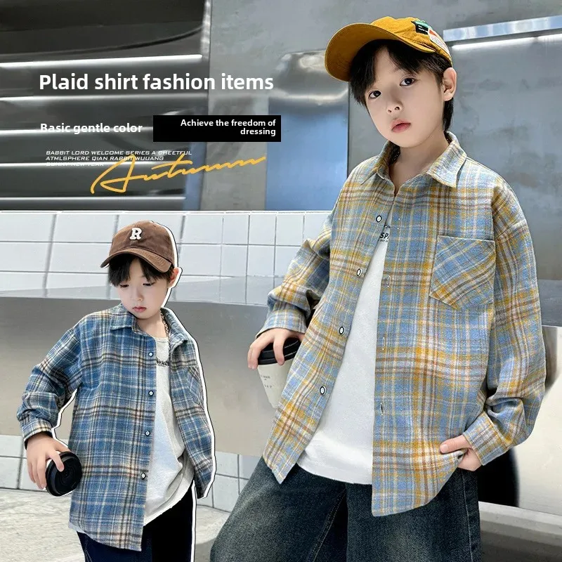 Stylish Long Sleeve Shirt for Boys Autumn Spring Trendy Children's Clothing Large Size Kids AE Origin China