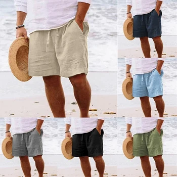2025 Linen fabric summer Sports Shorts Men Beaching Shorts pocket Bodybuilding Sweatpants Fitness Jogger Running Gyms Men Shorts 1