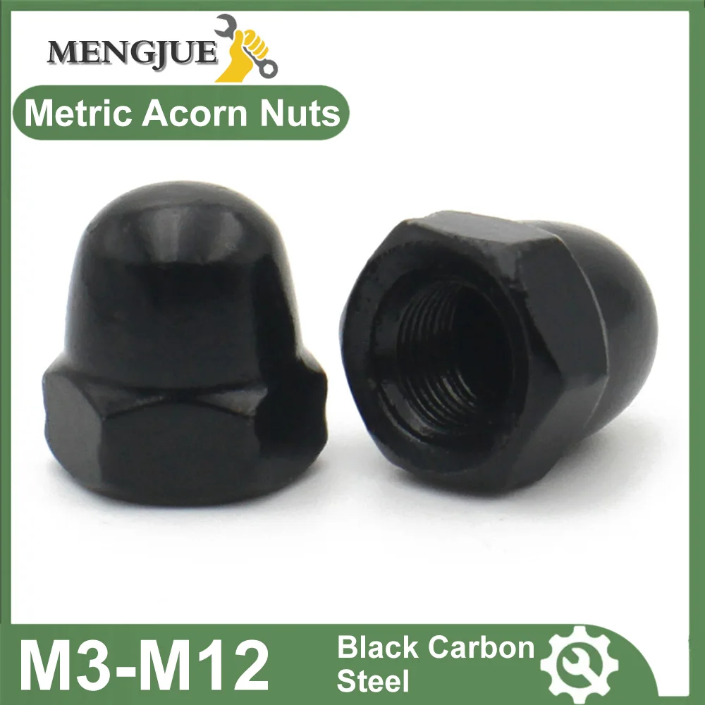 340pcsBlackCarbonSteelMetricAcornNutsM3M4M5M6M8M10M12Domed.jpg