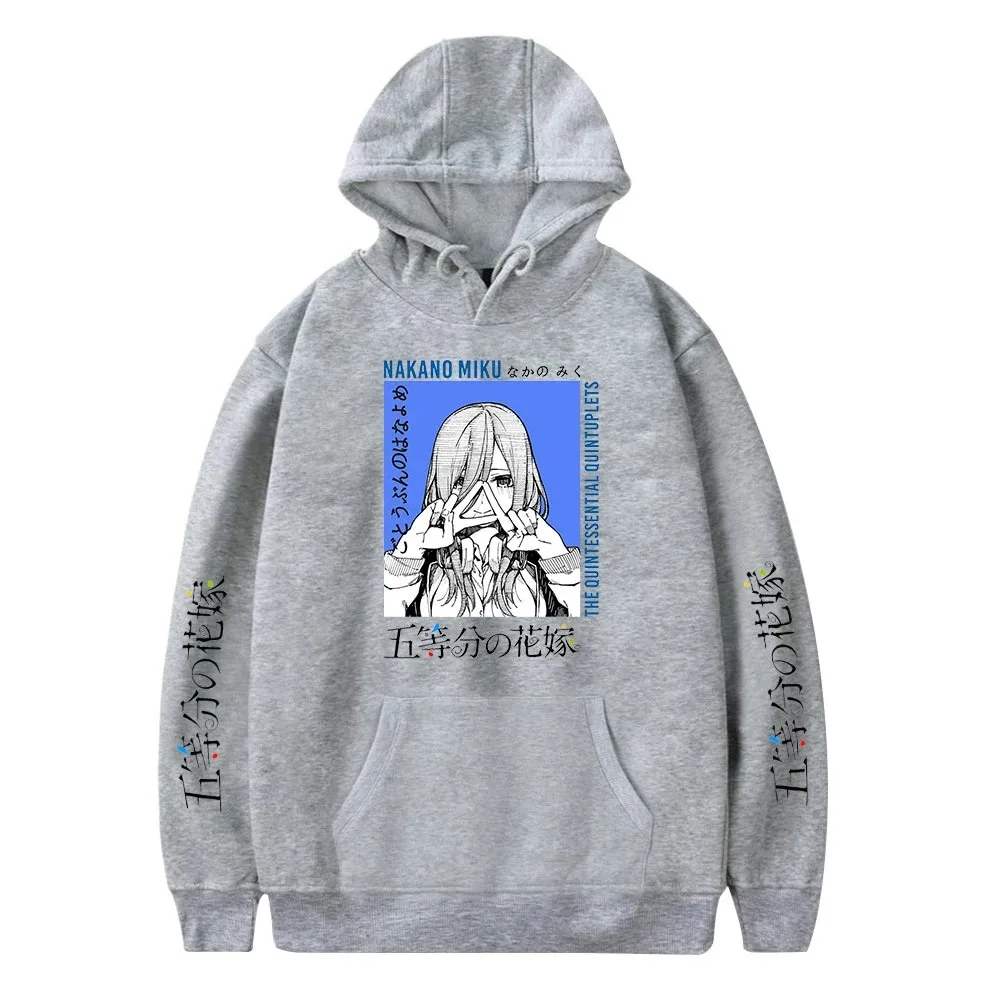 The quintuple quintessential hoodie men women autumn sweater nakano miku cartoon graphic hoodies boys girls pullovers black 2024
