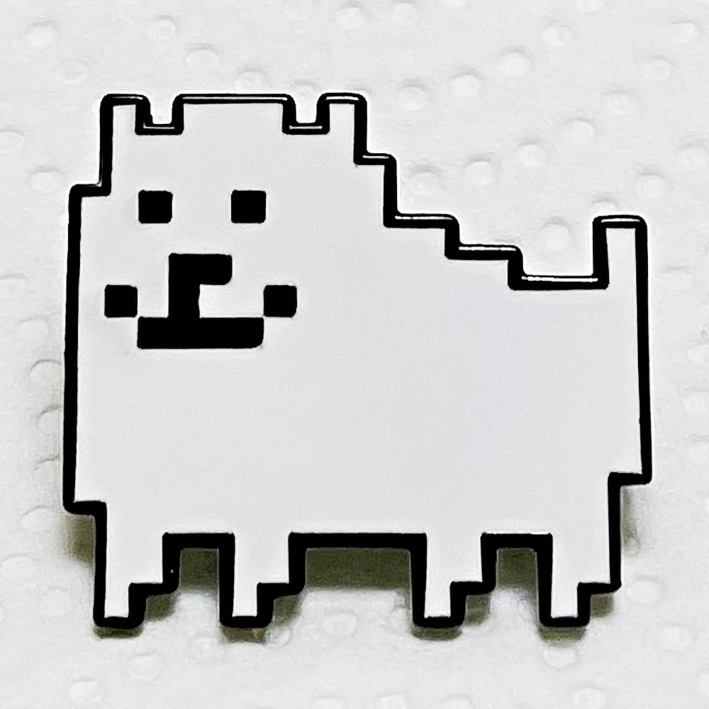 Game Undertale Animal Badge Brooch Pins Cute Black/White Pixel Cartoon Dog And Flowey Shape Cosplay Props